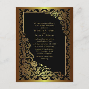 Invitation 4,25 x 5,5 pouces Damask Luxury Golden Black Maria