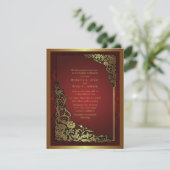 Invitation 4,25 x 5,5 pouces Damask Luxury Golden Red Wedding (Debout devant)