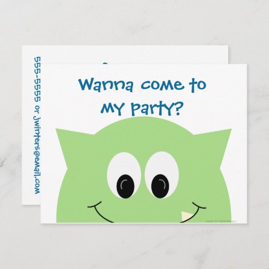 Invitation 4.25x5.25 de monstre (Devant / Derrière)