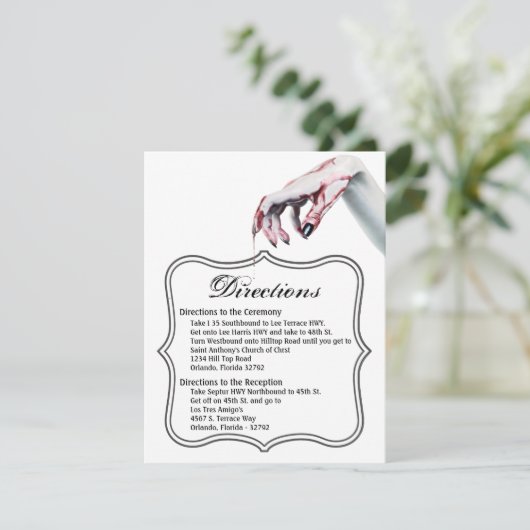 Invitation 4,25x5,5 Direction Cardv v v zombie goutte de sang (Debout devant)