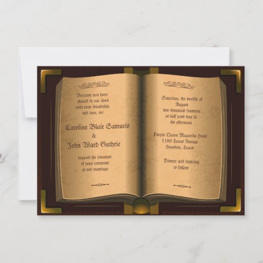Invitation *4,5 x 6,25 pouces Ancien Mariage de livre en cuir (Devant)
