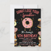 Invitation 4 Anniversaire Donut Perdre tes arroses Filles (Devant)