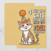 Invitation 4 Chats sur 5 s'en fichent que ce soit ton anniver (Devant / Derrière)