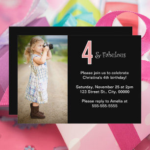 Invitation 4 et Fabulous Photo personnalisée Anniversaire