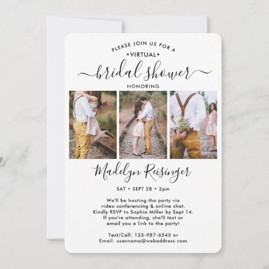 Invitation 4 Fête des mariées d'interurbain virtuel de script (Devant)