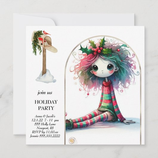 Invitation *~* 4 Imaginaire Mignonne douce femme Elf assis (Devant)