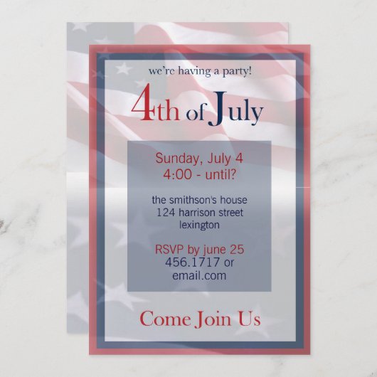 Invitation 4 juillet (Devant / Derrière)