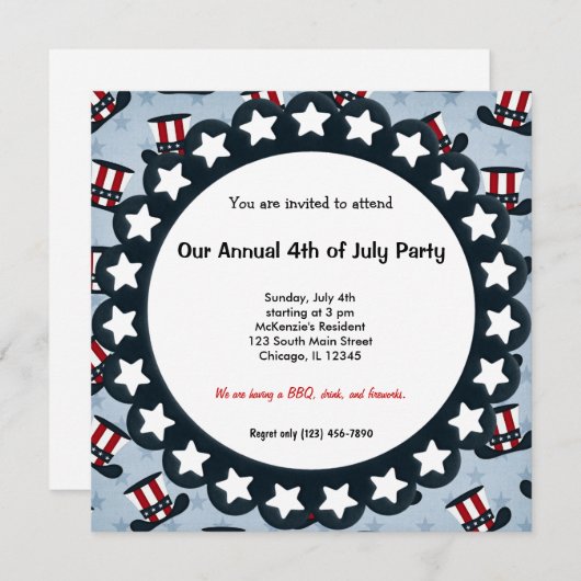 Invitation 4 juillet (Devant / Derrière)