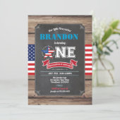 Invitation 4 juillet 1er anniversaire d'invitation Un garçon (Debout devant)