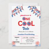 Invitation 4 juillet 1er anniversaire rouge blanc bleu patrio (Devant)