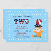 Invitation 4 Juillet 2 Anniversaire Baby Boy Party (Devant / Derrière)