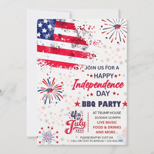 Invitation 4 juillet 4 juillet Fête de l'Indépendance du barb (Devant)