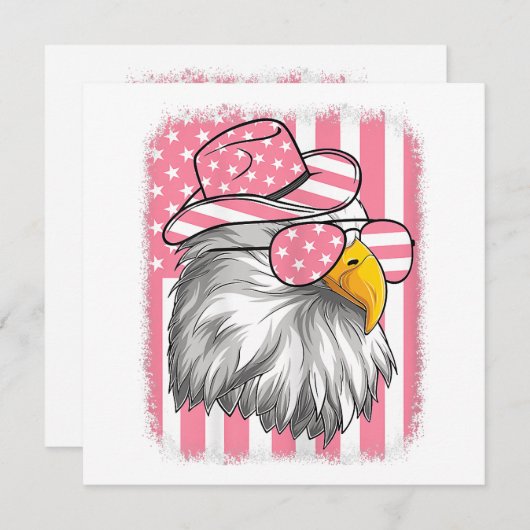 Invitation 4 juillet aigle américain drapeau USA femmes patri (Devant / Derrière)