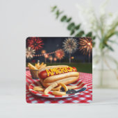 Invitation 4 juillet américain Hot Dog (Debout devant)