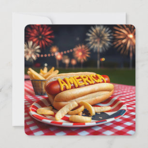 Invitation 4 juillet américain Hot Dog