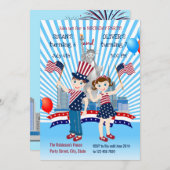 Invitation 4 juillet Anniversaire Conjoint Kids Party Invitat (Devant / Derrière)