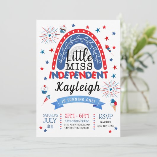 Invitation 4 juillet Anniversaire Indépendant de Little Miss (Debout devant)