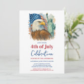 Invitation 4 juillet aquarelle Fête patriotique de l'aigle (Debout devant)