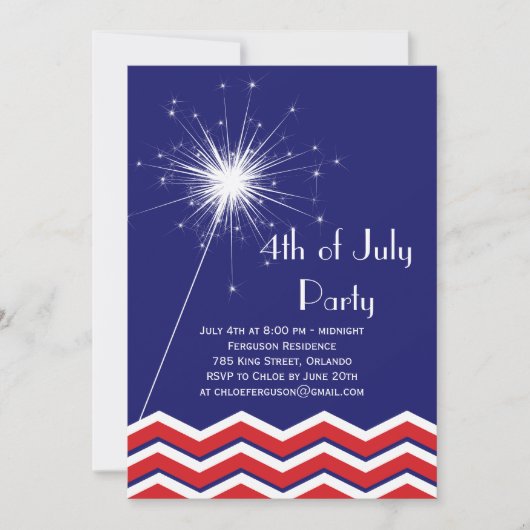 Invitation 4 juillet avec Chevrons (Devant)
