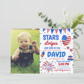 Invitation 4 juillet Baby Boy 1er anniversaire (Debout devant)