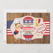 Invitation 4 juillet baby boy couples douche BBQ party (Devant)