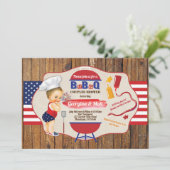 Invitation 4 juillet baby boy couples douche BBQ party (Debout devant)