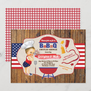 Invitation 4 juillet baby boy couples douche BBQ party
