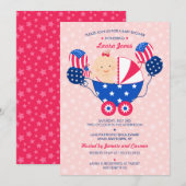 Invitation 4 juillet baby shower patriotique mignon de bébé (Devant / Derrière)
