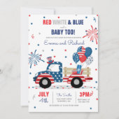 Invitation 4 juillet Baby shower Rouge Blanc Bleu Baby shower (Devant)