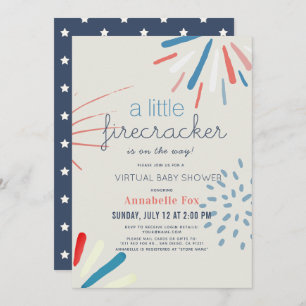 Invitation 4 juillet Baby shower virtuel Firecracker