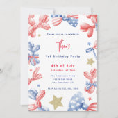 Invitation 4 juillet Balloon Baby Boy 1er anniversaire (Devant)