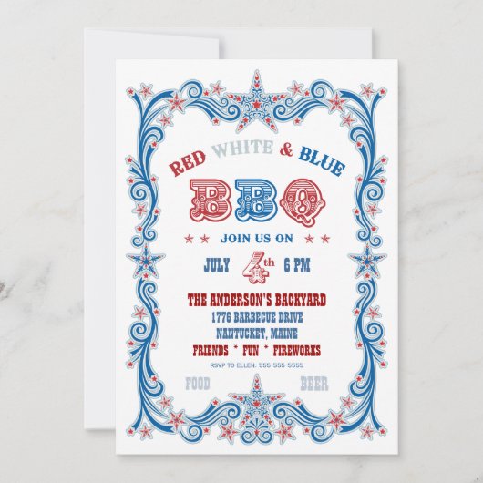 Invitation 4 juillet barbecue (Devant)