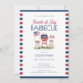 Invitation 4 juillet Barbecue Aquarelle Drapeau Fête d'été (Devant)