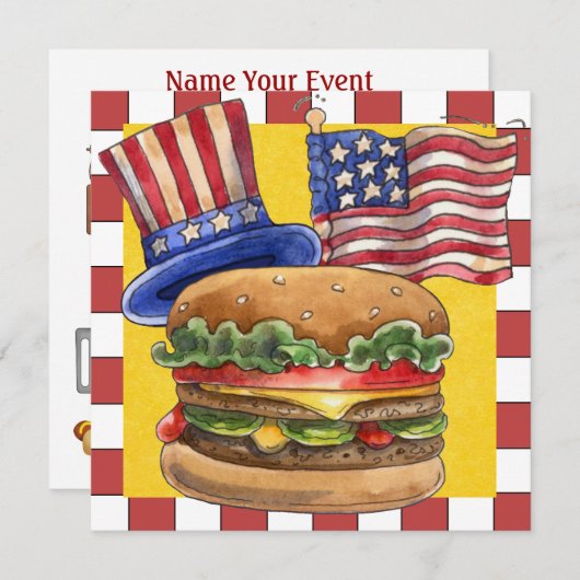 Invitation 4 juillet barbecue Cuisinez ! SRF (Devant / Derrière)