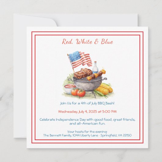 Invitation 4 juillet barbecue - Jardin patriotique (Devant)