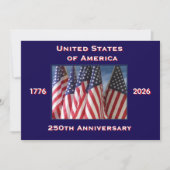 Invitation 4 juillet Barbeque, USA 250e anniversaire, drapeau (Devant)