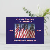 Invitation 4 juillet Barbeque, USA 250e anniversaire, drapeau (Debout devant)