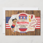 Invitation 4 juillet BBBQ petite fille douche rouge blanc ble (Devant)
