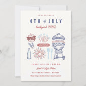 Invitation 4 juillet BBQ, 4 juillet Party Invi (Devant)