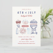 Invitation 4 juillet BBQ, 4 juillet Party Invi (Debout devant)
