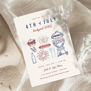 Invitation 4 juillet BBQ, 4 juillet Party Invi