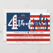 Invitation 4 juillet BBQ American Flag Inspiré (Devant)