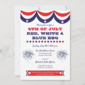 Invitation 4 juillet BBQ blanc et bleu rouge (Devant)