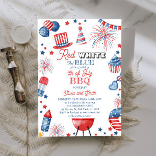 Invitation 4 juillet BBQ Blanc Rouge