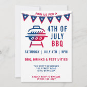 Invitation 4 juillet BBQ Moderne Gras Simple (Devant)