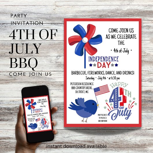 Invitation 4 juillet BBQ Rejoignez l'Invitation du Parti amér