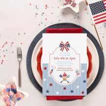 4 juillet BBQ Rouge Blanc Bleu Rayures Patriotique