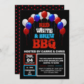 Invitation 4 juillet BBQ Rouge, Blanc & Brûler (Devant / Derrière)