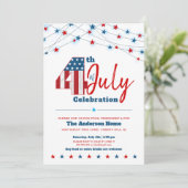 Invitation 4 Juillet BBQ Stars Grilles Rouge Blanc Bleu Moder (Debout devant)