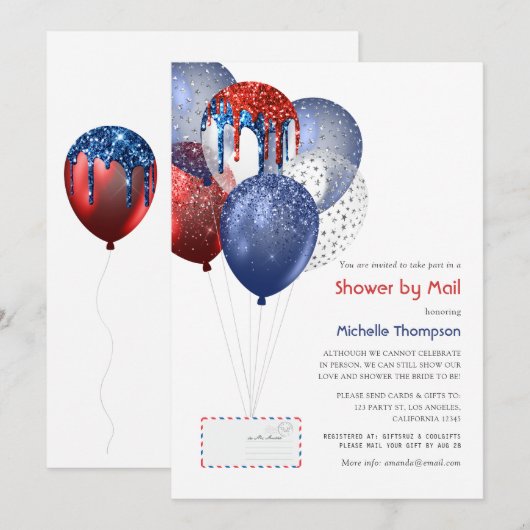 Invitation 4 juillet Bébé ou Fête des mariées par la poste (Devant / Derrière)